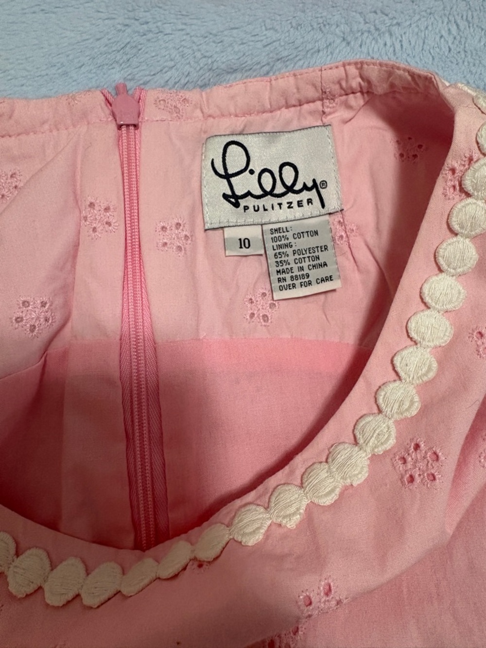 Lilly Pulitzer Pink Eyelet Tank with White Trim - Picture 2 of 3